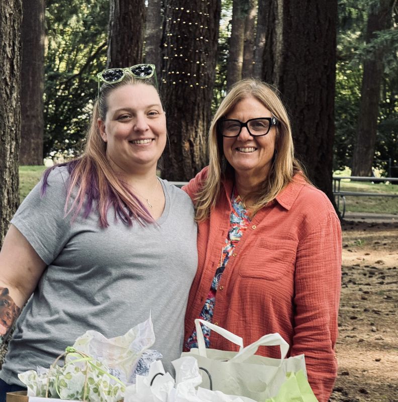 Leah and Her Mom at a Baby Shower in Oregon