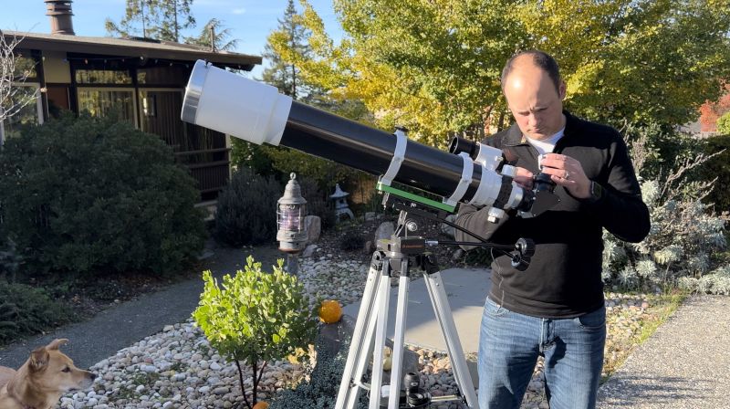 Charlie Preparing His Telescope