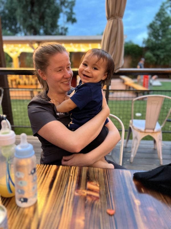 Snuggles With Our Godson