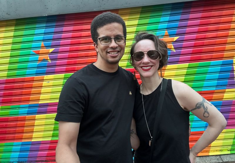 Enjoying a Colorful Mural