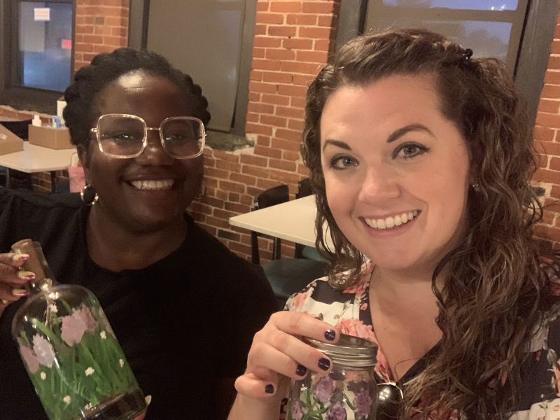 Nicole and Her Good Friend Take a Class on Lantern Painting