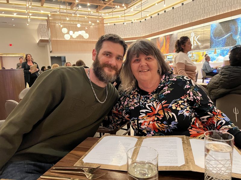 Jonathan and His Mom Sharing a Meal at Hell's Kitchen