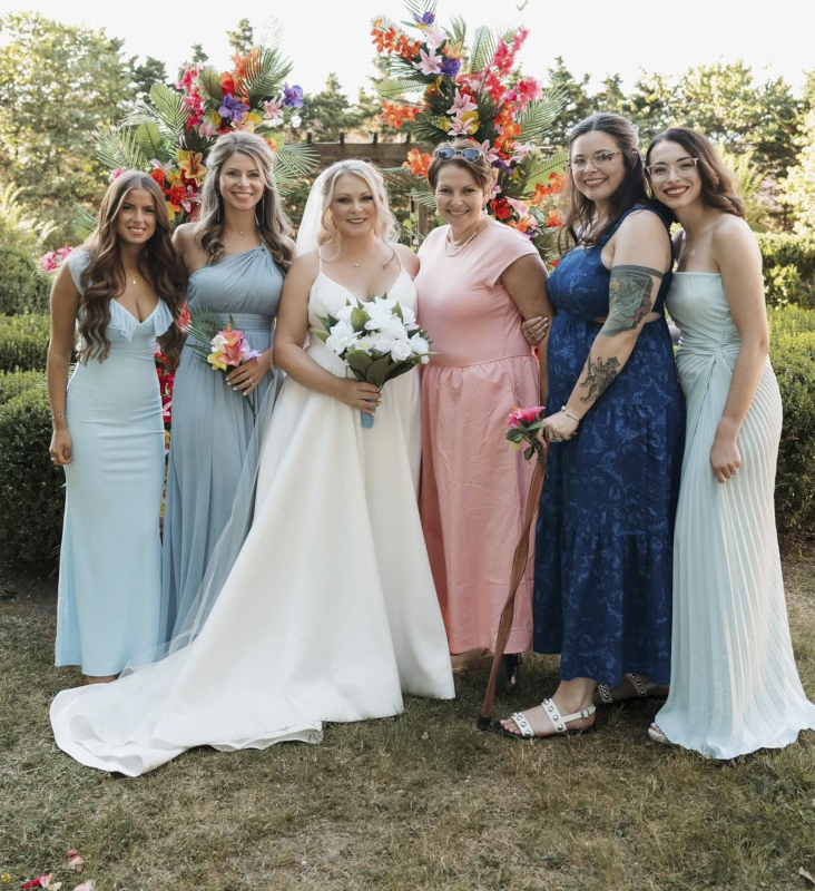 Danielle, Her Siblings, and Mom at Her Sister's Wedding