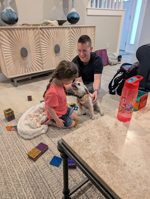 Caleb Playing with Ginny and Our Niece on Vacation