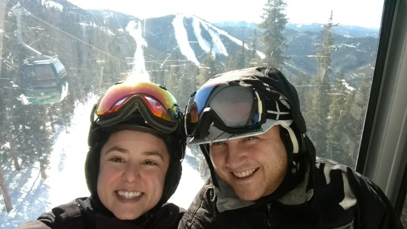 Riding the Gondola Up to Snowboard