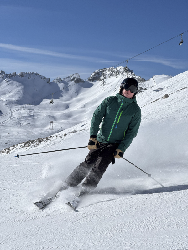 Aaron skiing