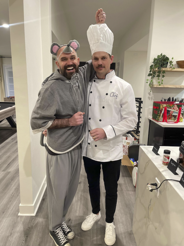 Dressing up as Linguini and Remy for Halloween