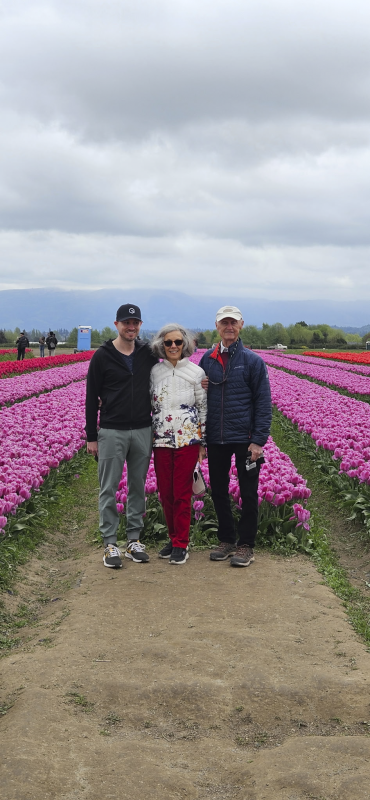 Brian With His Parents at the Skagit Valley Tulip Festival