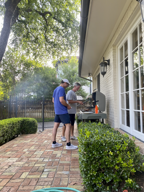 Brett Grilling With His Father-In-Law at Maddie's Parent's Home