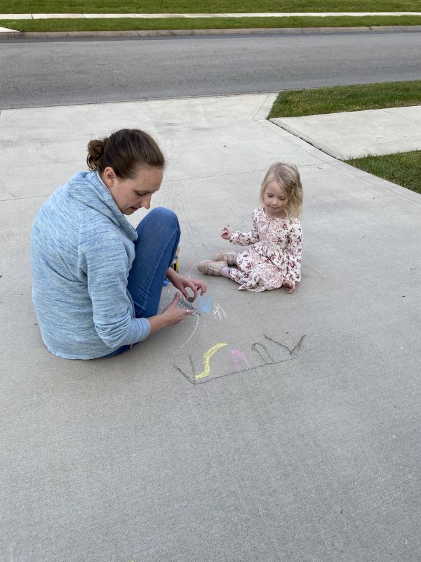 Sidewalk Chalk With Leah's Goddaughter