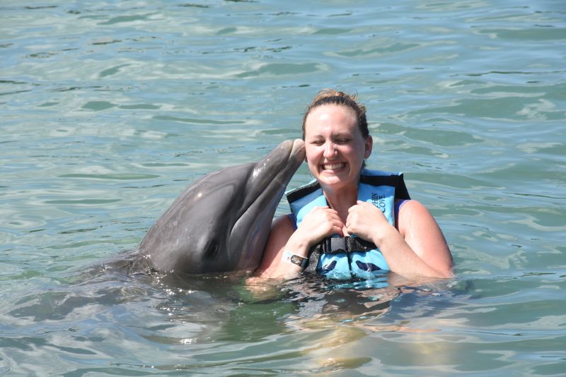 Leah Swimming With a Dolphin